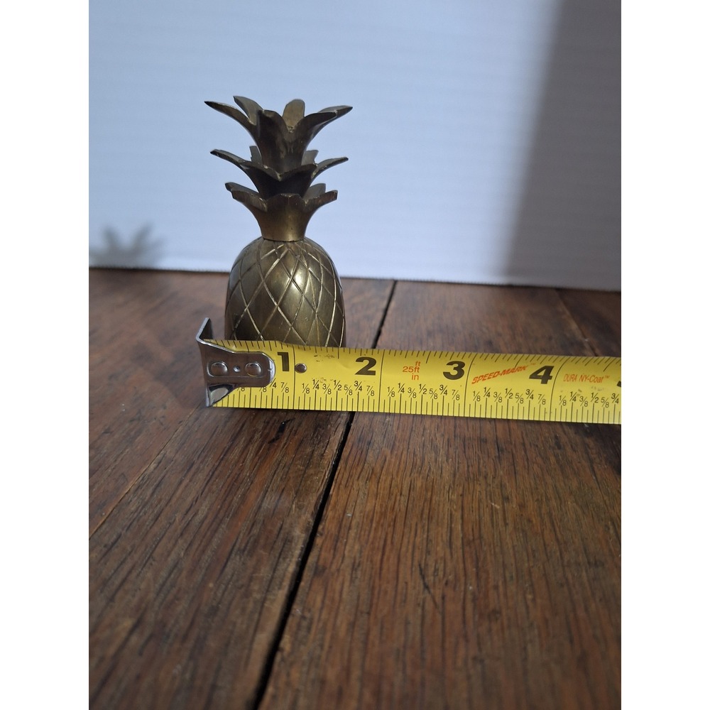 Vintage Solid Brass Pineapple Figurine Small 4 Inch Hand Made in India Decor - Picture 6 of 6
